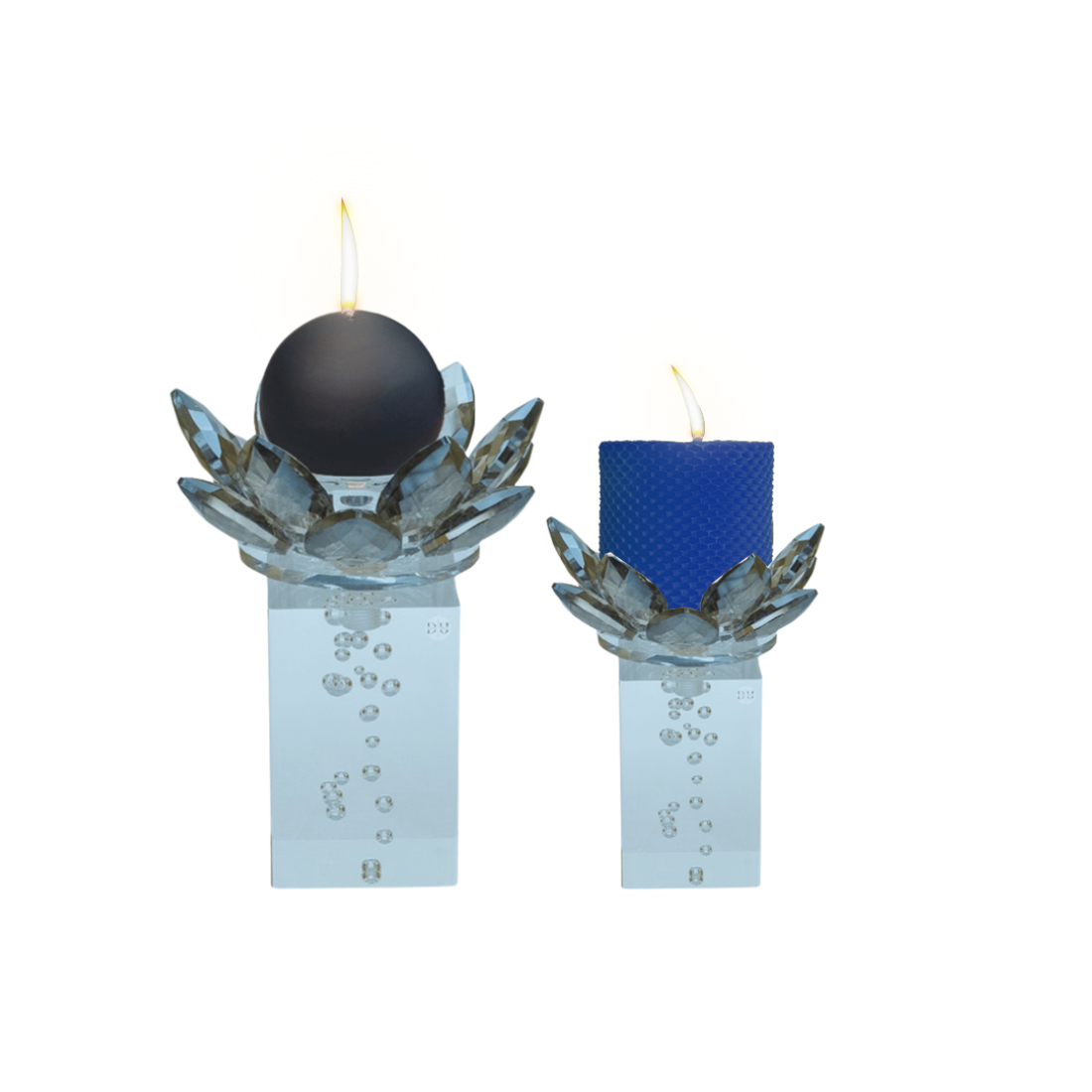 Transparent Glass With Bubbles Candle Stand