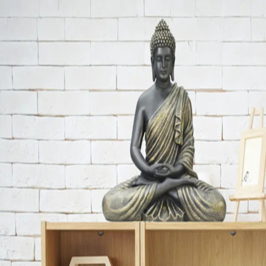 Polyresin Buddha - Black & Gold 2 Feet