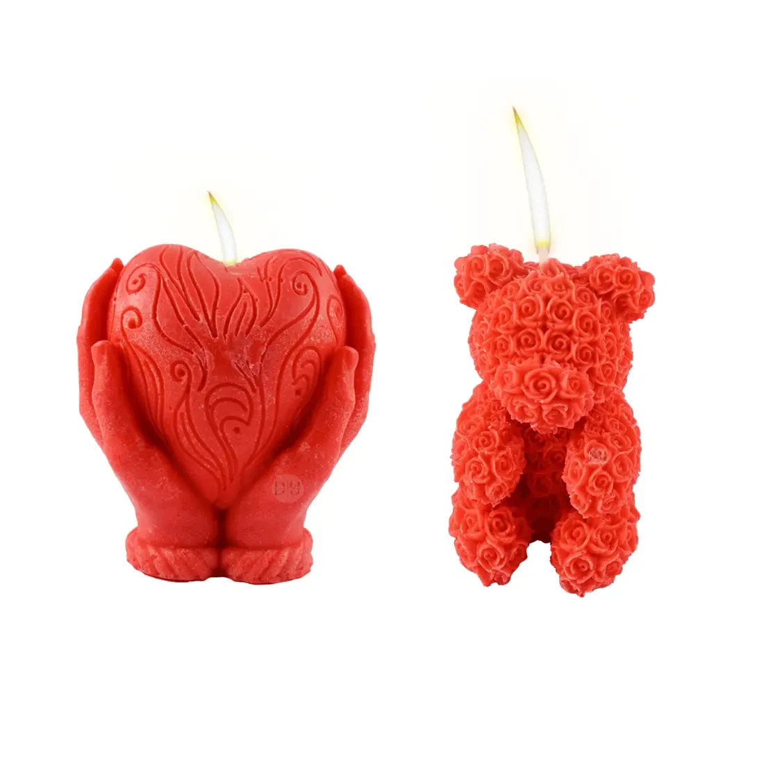 Adorable Teddy Bear & The Heart Shape Wax Candle Combo