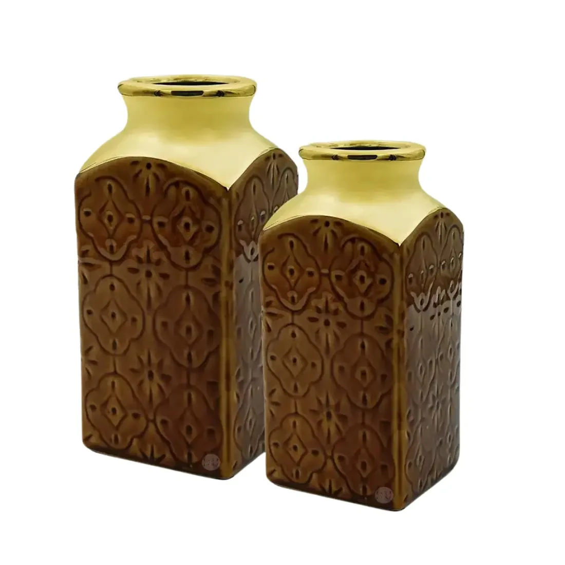 Premium Brown & Golden Ceramic Vases