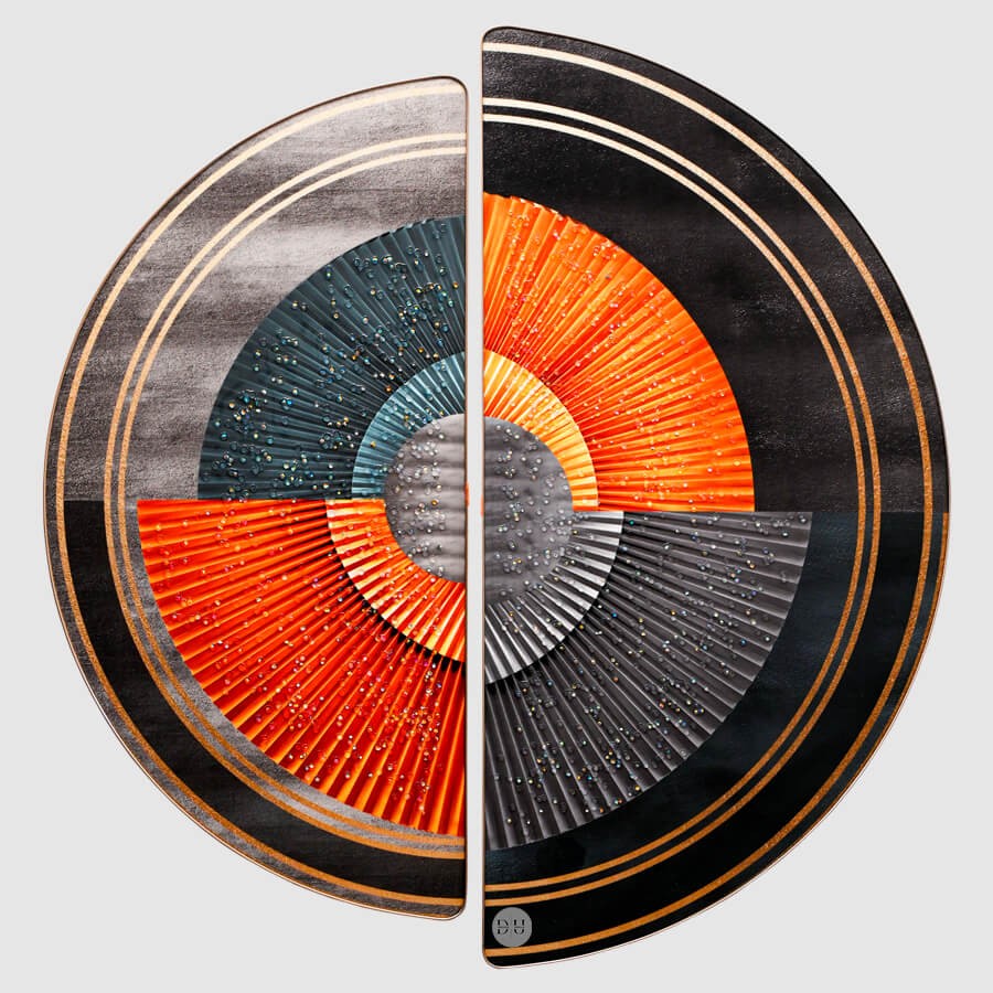 Abstract Semicircle D Shape Crystal Painting