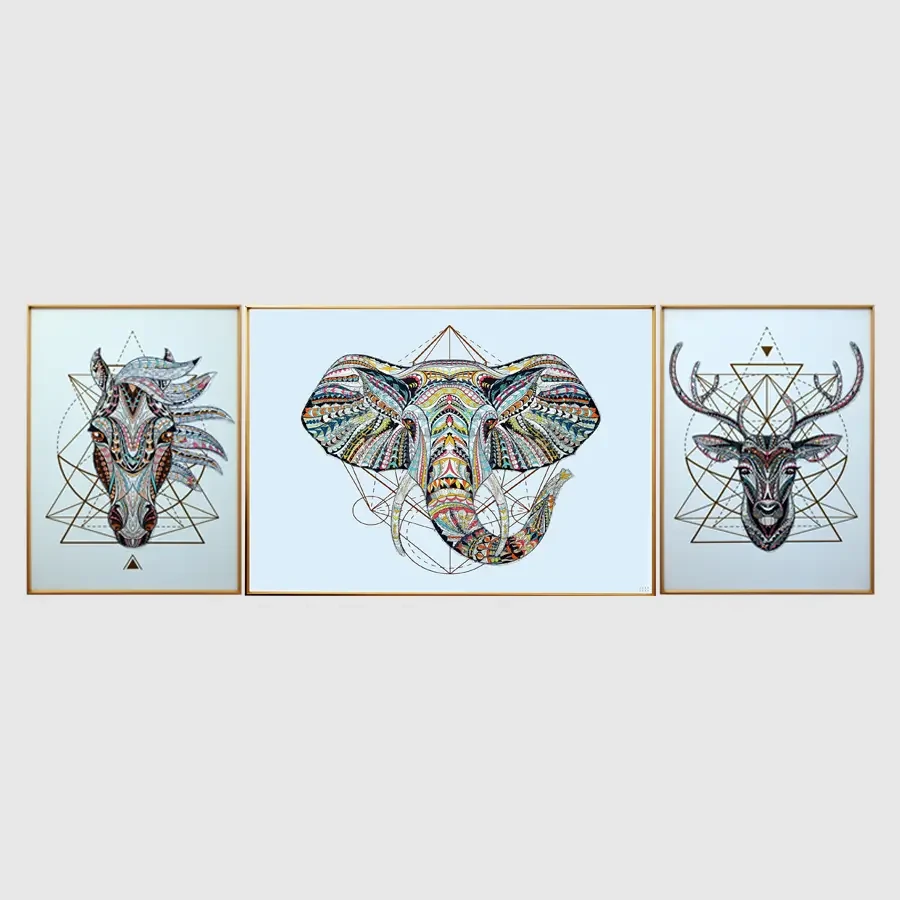 Set Of 3 Wild Animals Crystal Painting