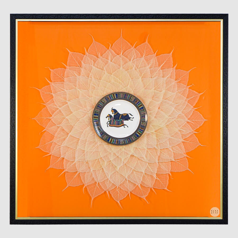 Orange & White Flower Delightful Shadow Box Glass Painting