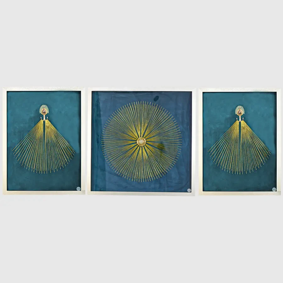 Golden Pulchritudinous Shadow Box Glass Painting