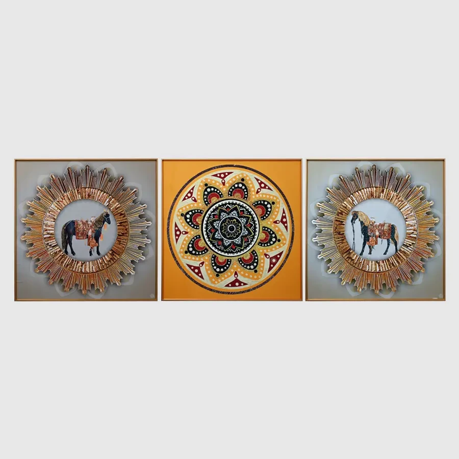 Royal Horse & Mandala Crystal Painting - Set of 3pc