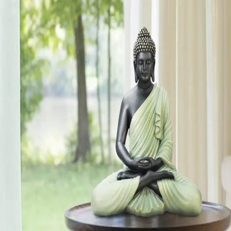 Polyresin Buddha - Black & Green 2 Feet