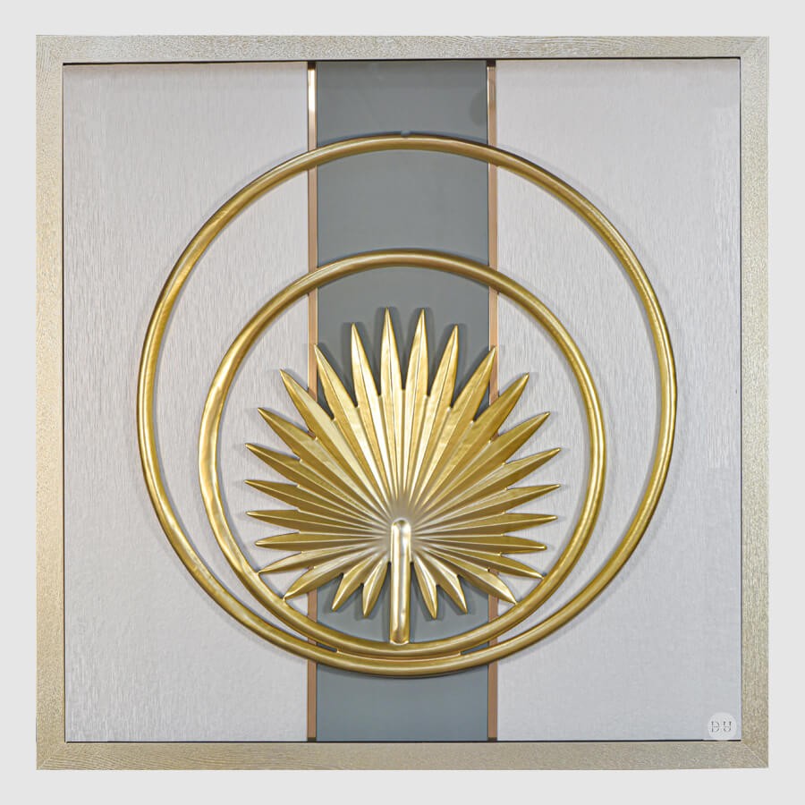 Golden Tree Shadow Box Glass Painting