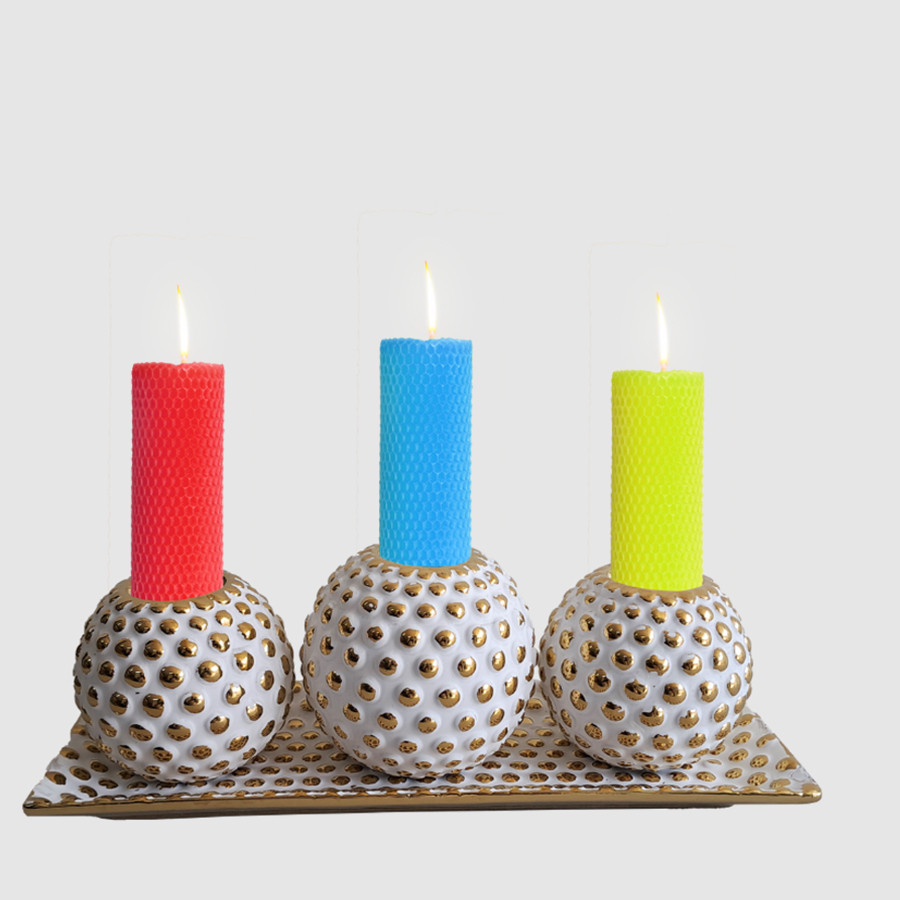 Golden and White Candle Stand