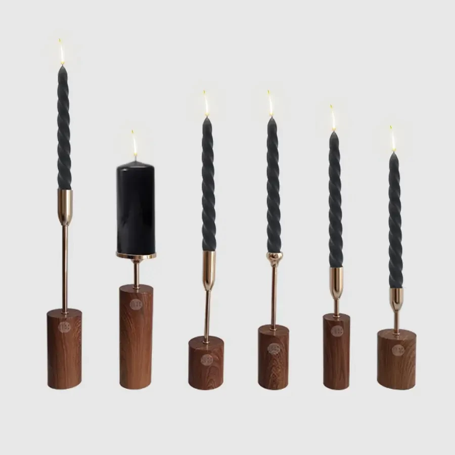 Wood Texture Design Metal Candle Stand