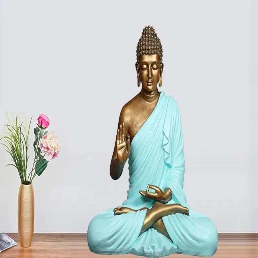 Polyresin Blessing Buddha - Sea Green 2 Feet